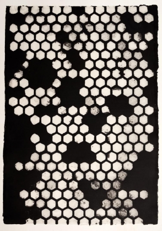 Black Hexagons handmade linen and abaca paper